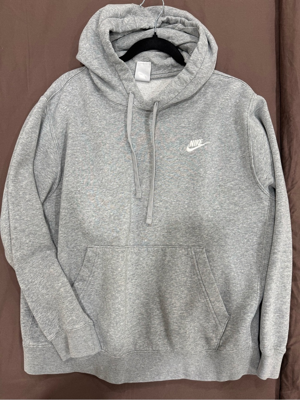 Nike Gray Heather Pullover Hoodie with White Swoosh